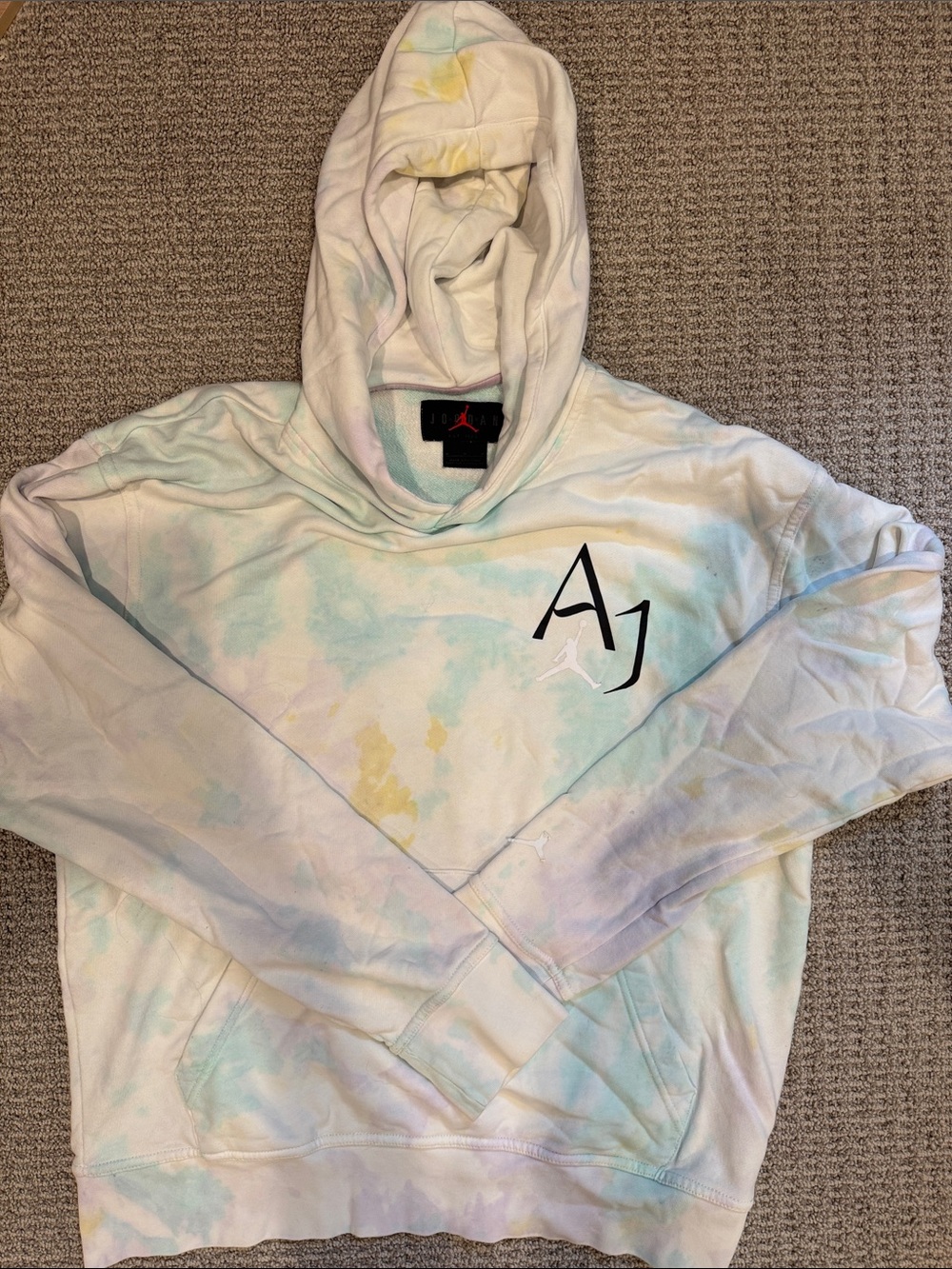 Jordan White Tie-Dye AJ Pullover Hoodie